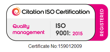 ISO 9001 2015 badge white